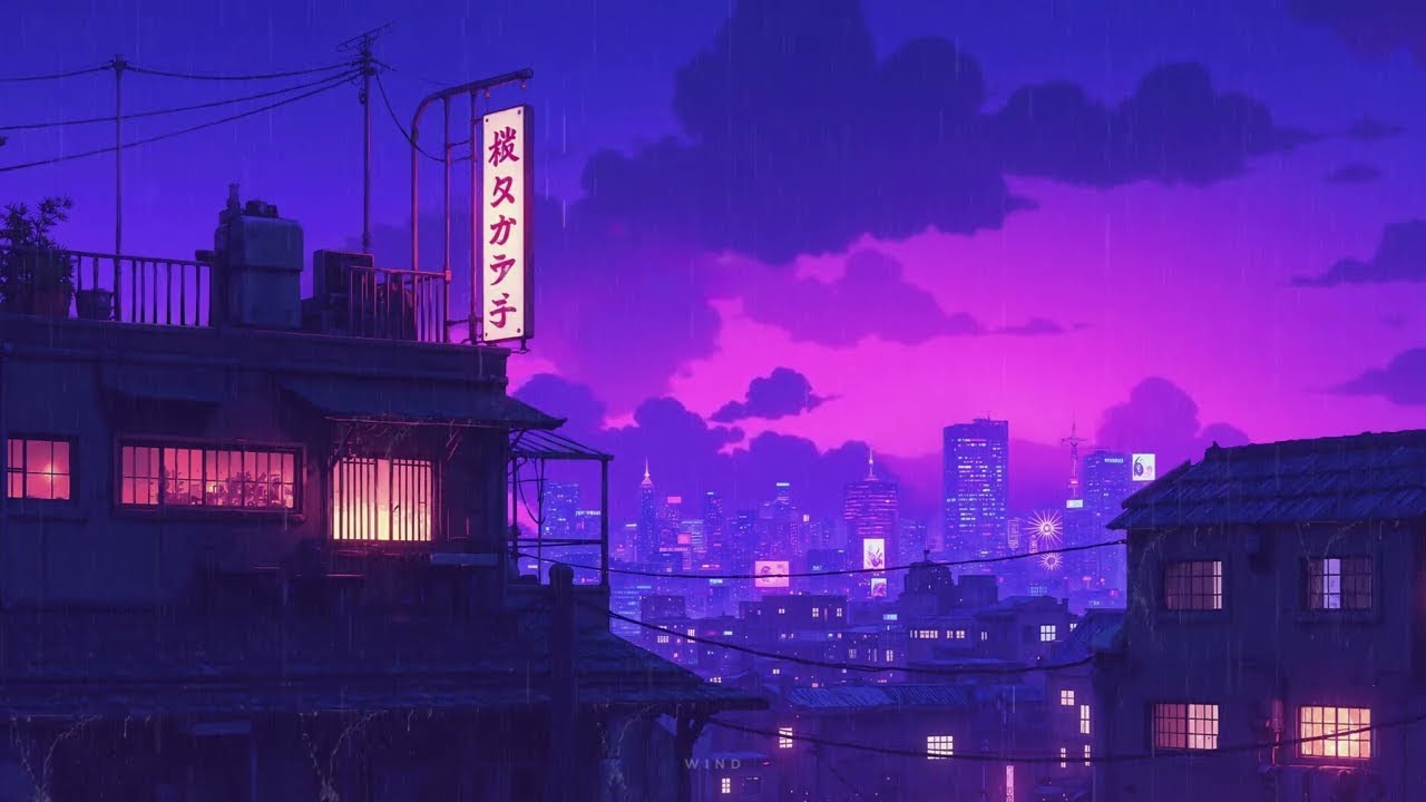 Retro Lofi Hip Hop Beats 👒 Nostalgic Vibes & 1980s & 90s Japanese Town Ambience 🌆 Lofi Rain Playli