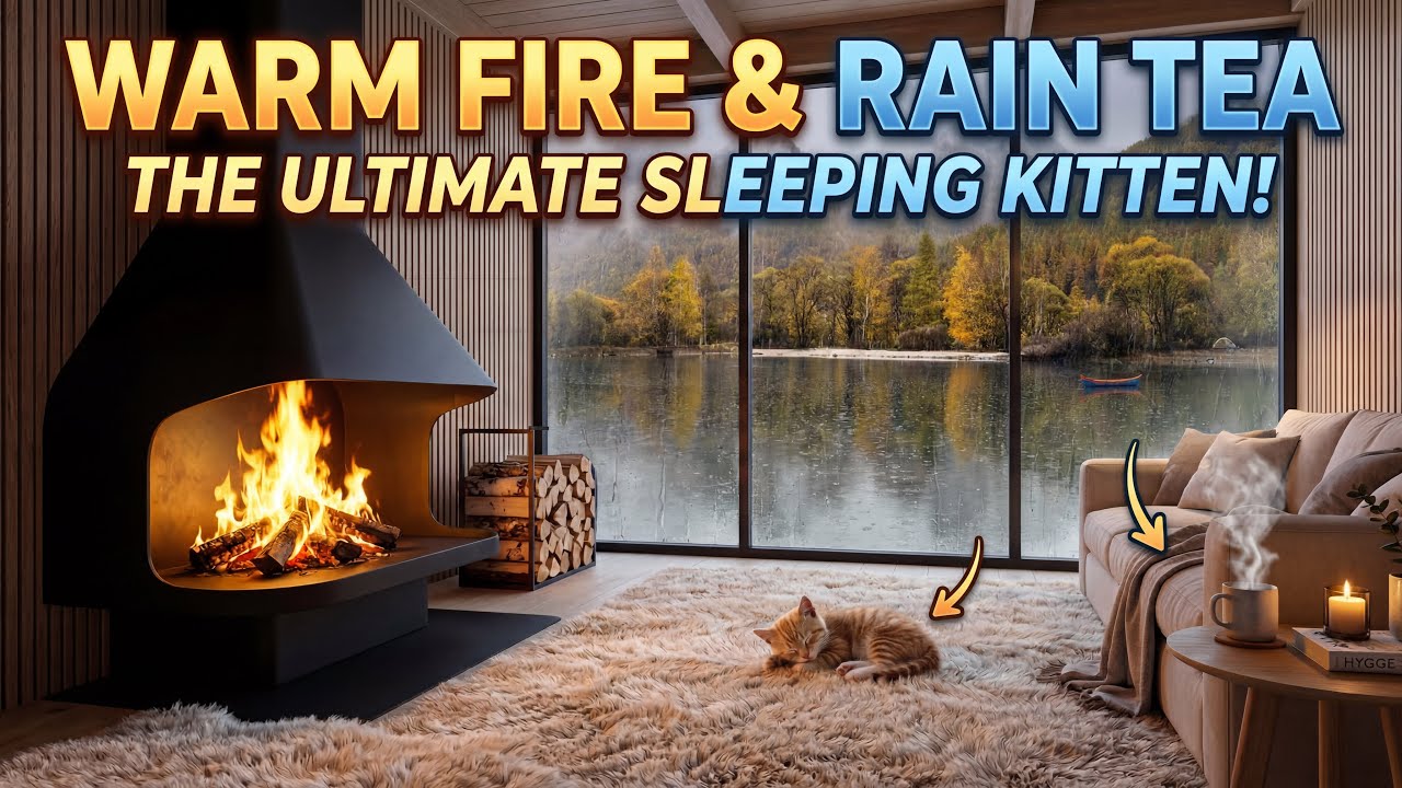 Warm Fireplace & Gentle Rain Sounds – Perfect Relaxing Sleep Ambience 🌧️ | Fall Asleep Fast