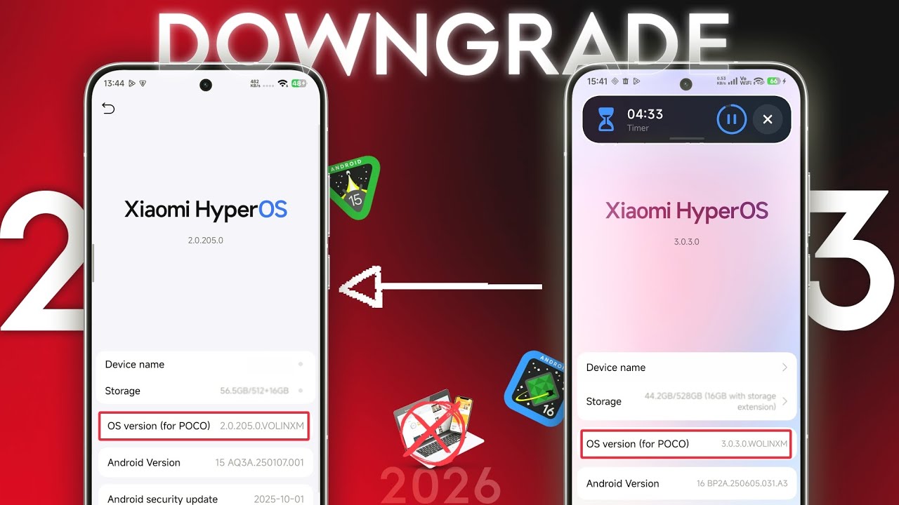 Downgrade HyperOS 3 to HyperOS 1/2 in just fews Minutes without PC 🖥  | Guide 2026