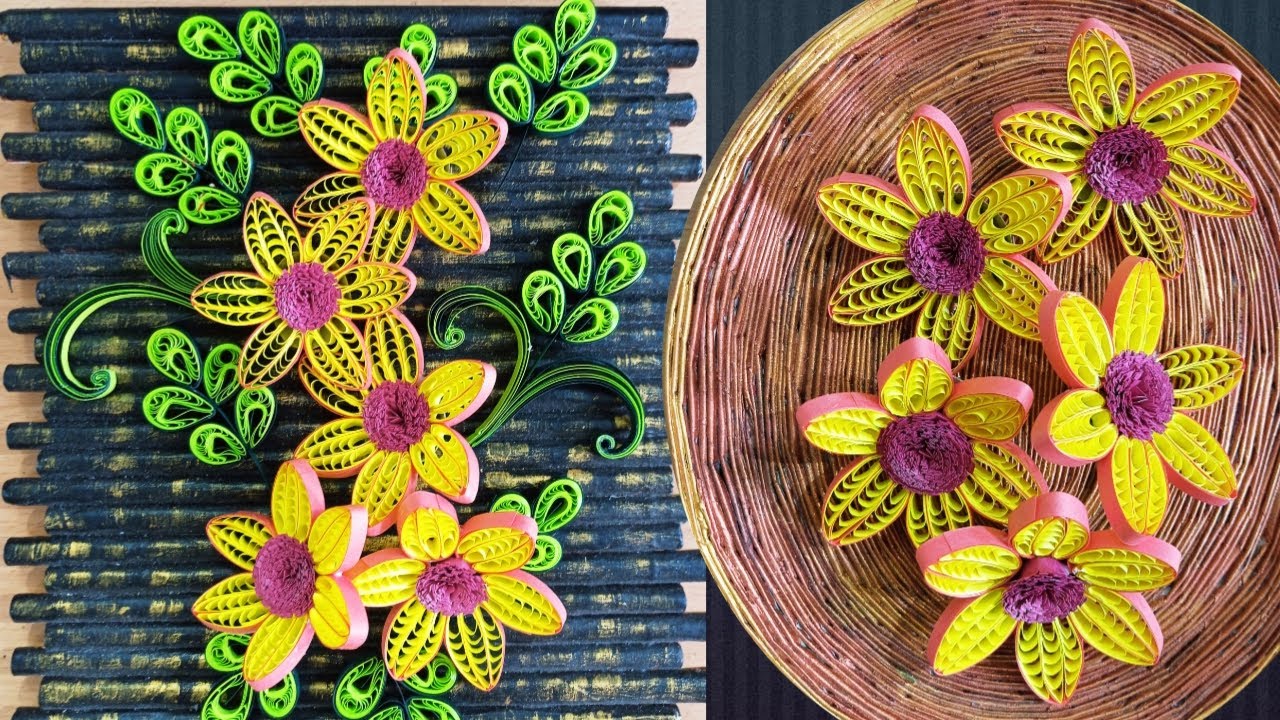 Quilled Flowers /Quilling Using Comb /Quilled Flowers Wall Hanging /Quilled Wall Art/