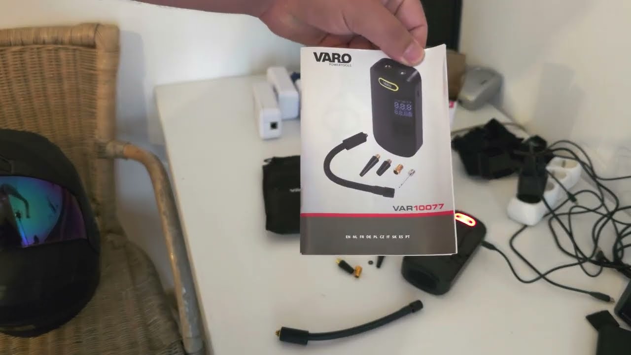 Action.com varo air pump on battery (inflate all tires) unboxing video