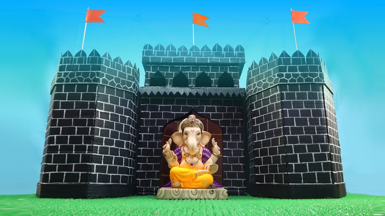 Fort Shaped Ganpati Makhar Making from Cardboard | DIY Ganesh Chaturthi Crafts #ShubhAarambh