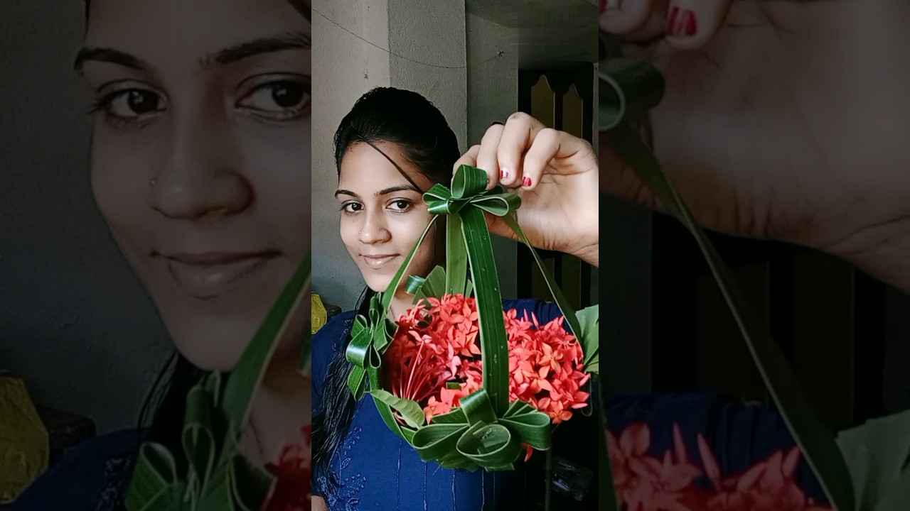 How to made simple basket 🧺 using coconut leaf/palm leaf basket #artandcraft #viralvideo #shorts