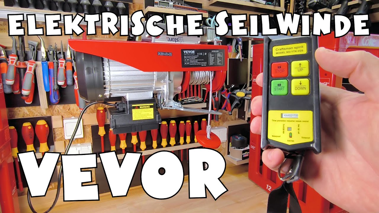 VEVOR elektrische Seilwinde 800kg Hubhöhe 12m Seilzug Motorwinde 1450W