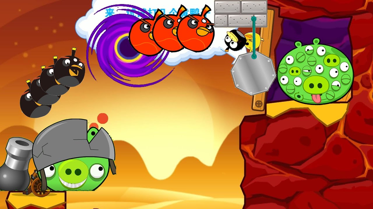 Angry Birds Collection Cannon 3 - DESTROY THE STONE DOOR TO HIT THE 100 EYES PIGGIES INSIDE!