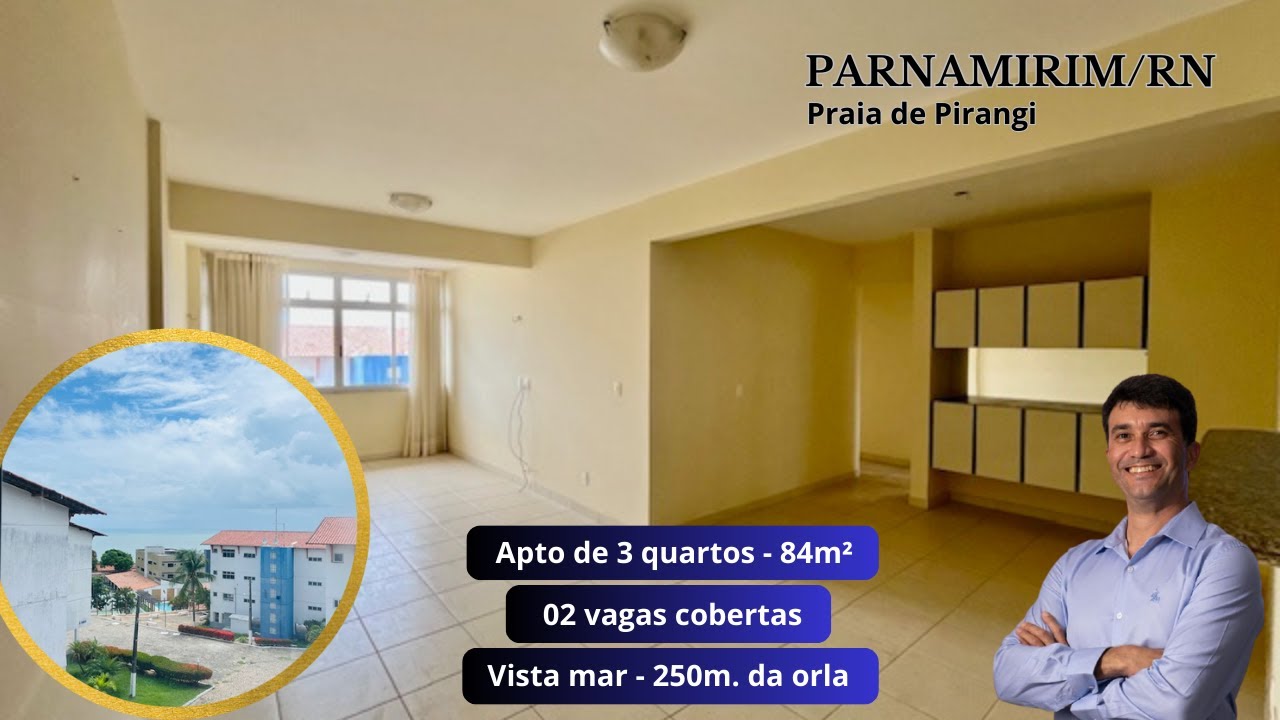 Excelente apartamento vista mar c/ 03 quartos na praia de Pirangi, Parnamirim/RN