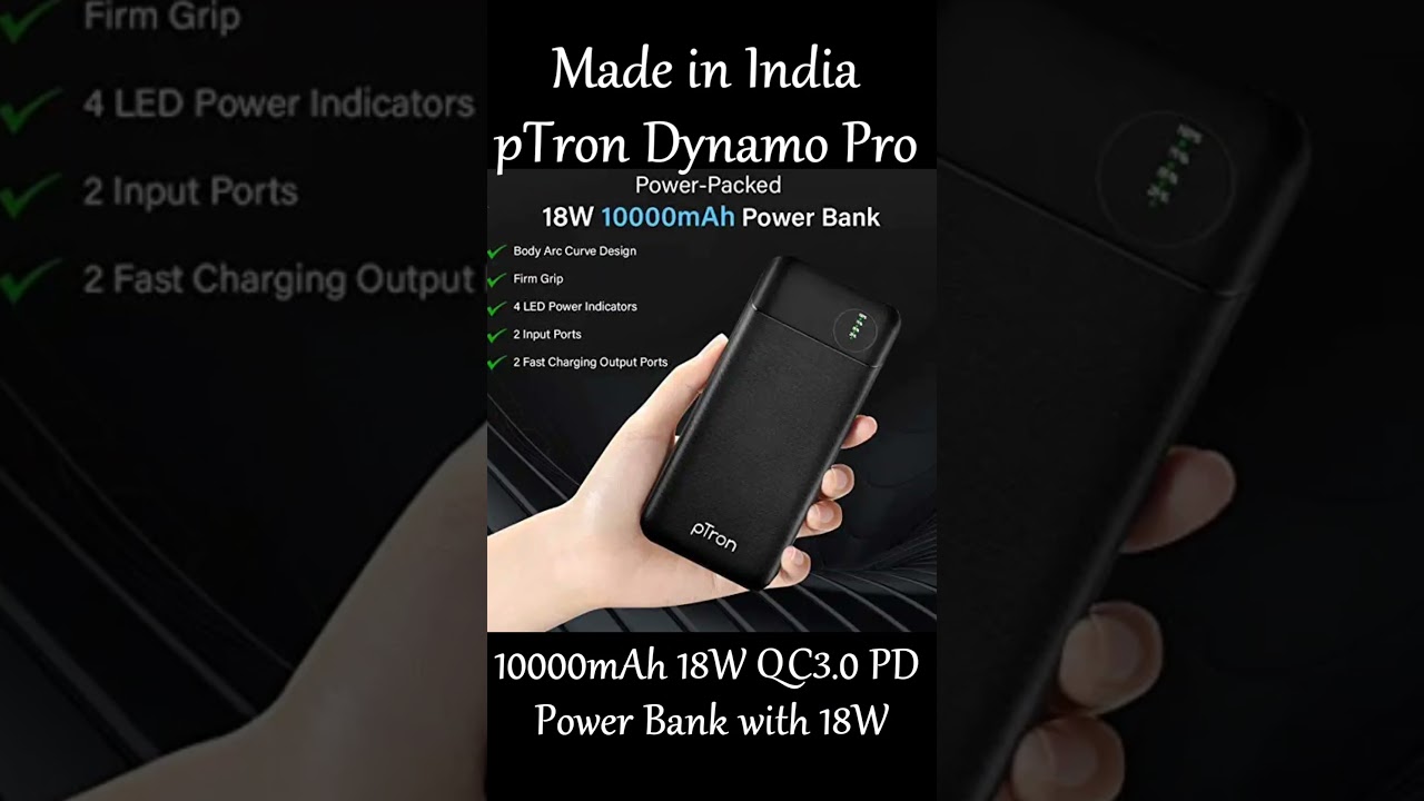 pTron Dynamo Pro 10000mAh 18W QC3.0 PD Power Bank,