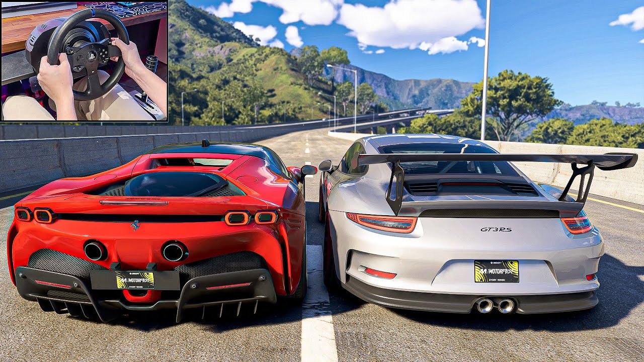 Ferrari SF90 Stradale & Porsche GT3 RS CONVOY - The Crew Motorfest (Steering Wheel Gameplay)