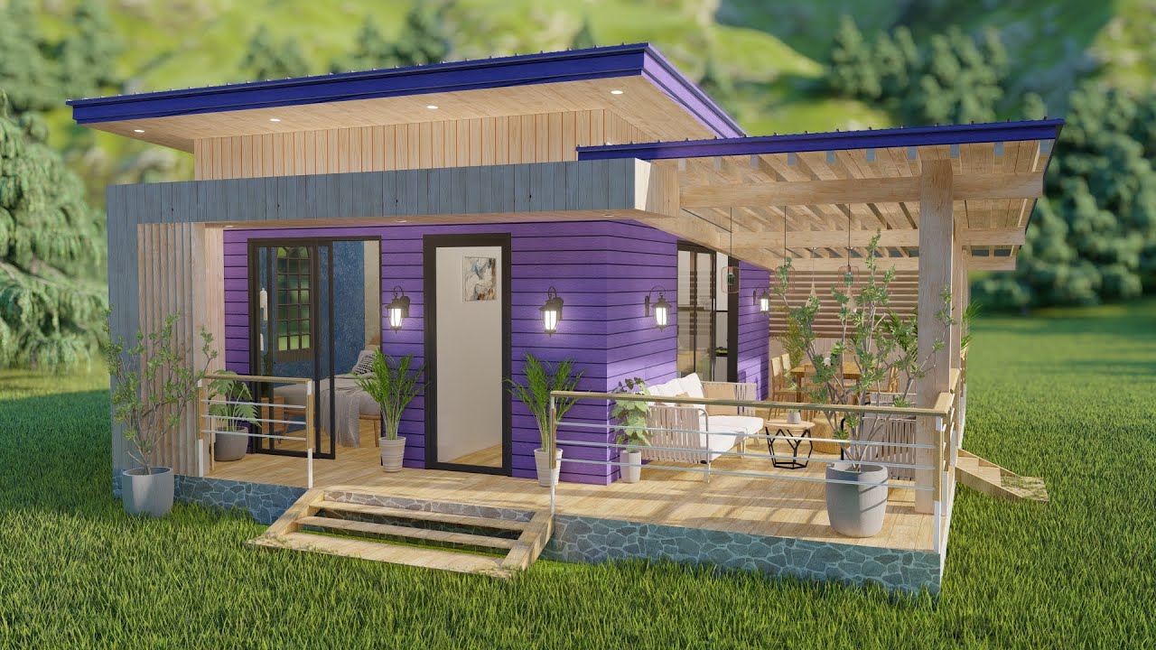 Charming Small House Design 8x8 Meters (64SQM) Living off Grid and Floor Plan