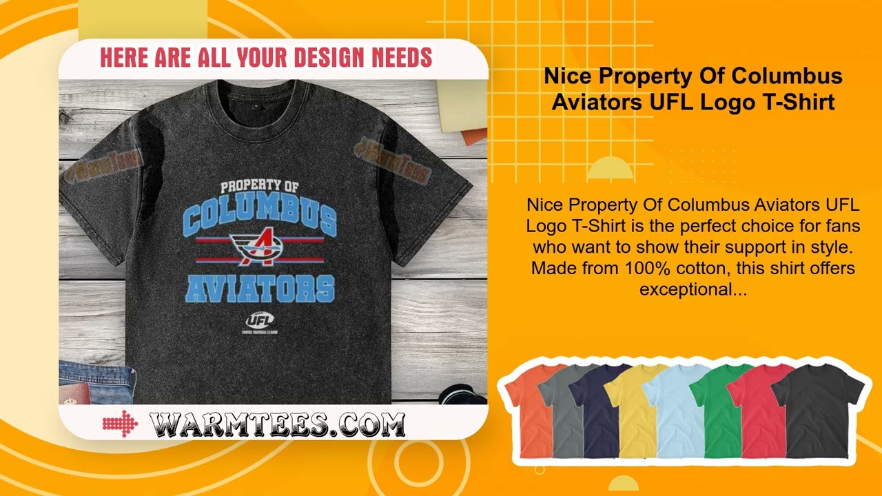 Nice Property Of Columbus Aviators UFL Logo T-Shirt