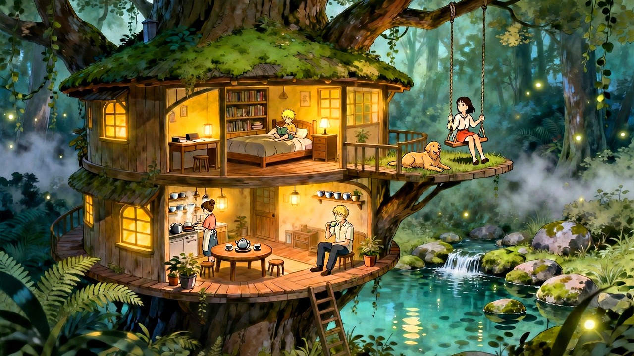 Peaceful Days Spent Together in a Tree House | Cooking ASMR | Ghibli-Style Video