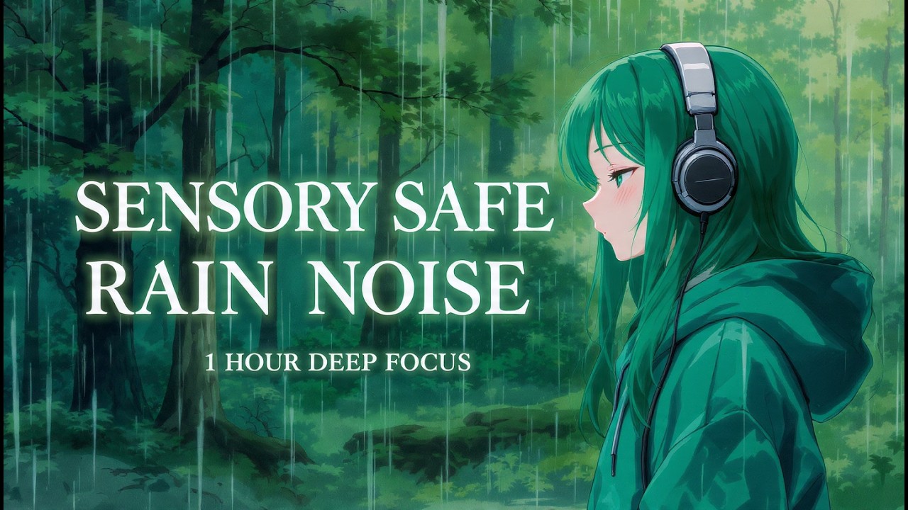 Deep Work in a Dark Academia Library 🏛️ 1 Hour Sensory-Safe Rain & Piano