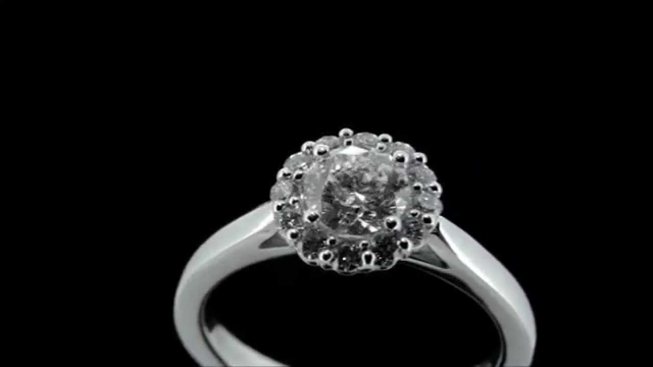 18ct White Gold Halo Engagement Ring