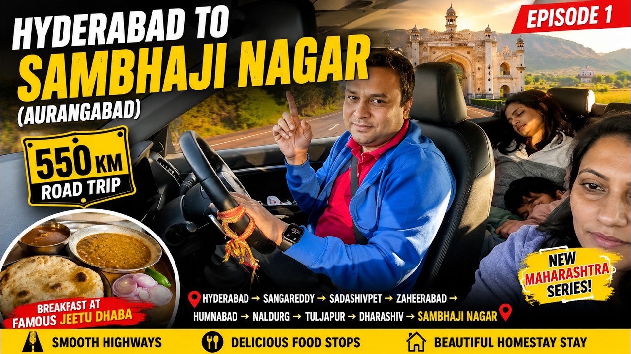 EP01 Hyderabad to Chhatrapati Sambhaji Nagar Road Trip 🚗 | 550 KM Family Drive | Maharashtra Series