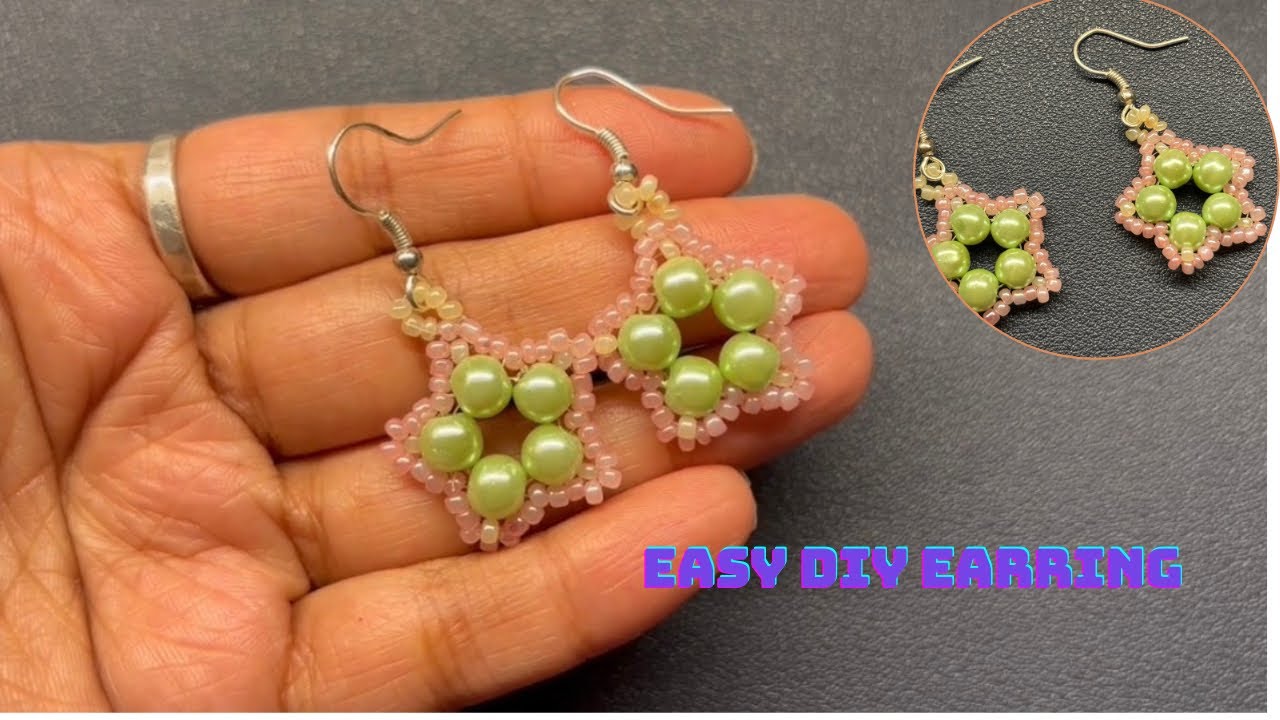 Making Cute Pastel Flower Earrings 🌸 Easy Bead Art | Easy Handmade Jewelry Tutorial