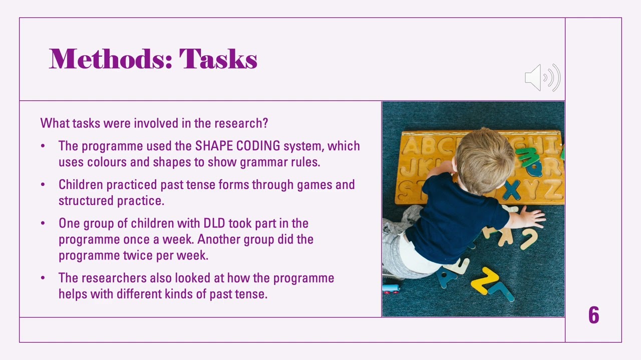 How to best deliver a programme about past tense production for children with DLD - E-DLD summary