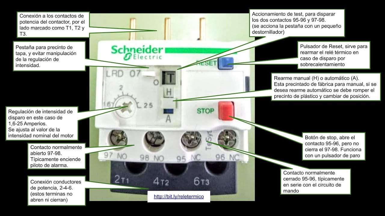 Funcionamiento y conexión del relé térmico