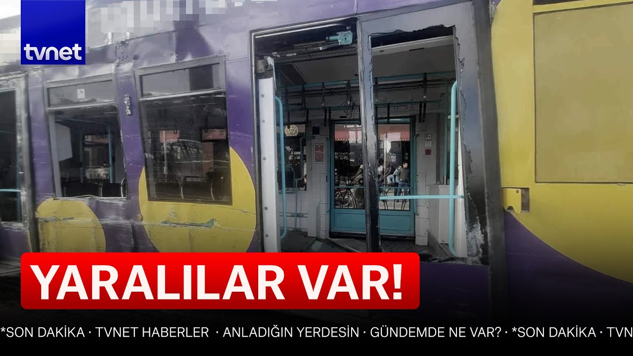 İstanbul'da raydan çıkan tramvay elektrik direğine işte böyle çarptı!
