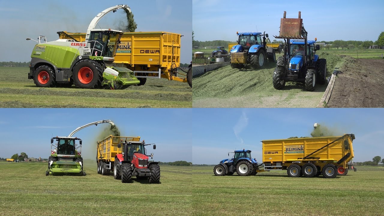 Loonbedrijf Reimink aan het gras hakselen met Claas Jaguar 950 en inkuilen bij Mts Ruiterkamp (2020)