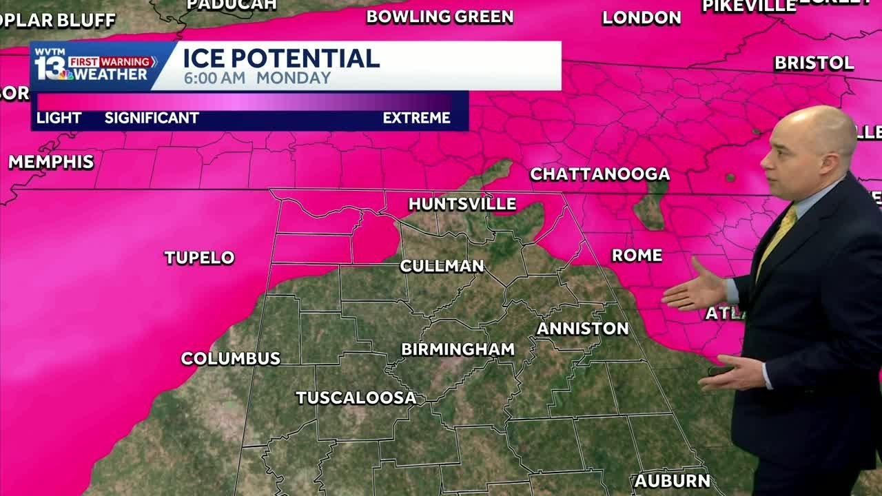 Alabama counties face wintry mix, chance for some ice accumulation, and heavy soaking rain