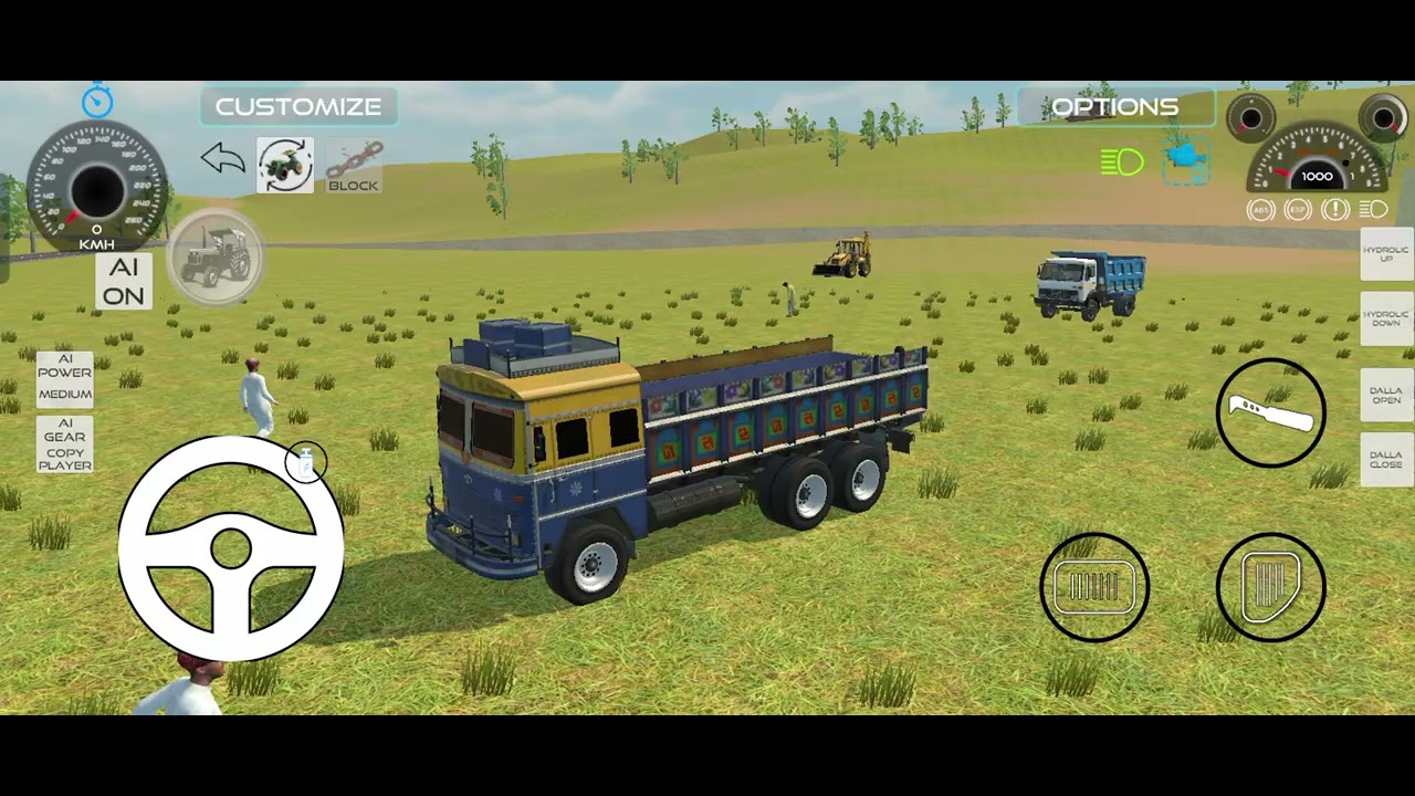 Drive JCB and Uploading Stone From Dumper Truck in Game