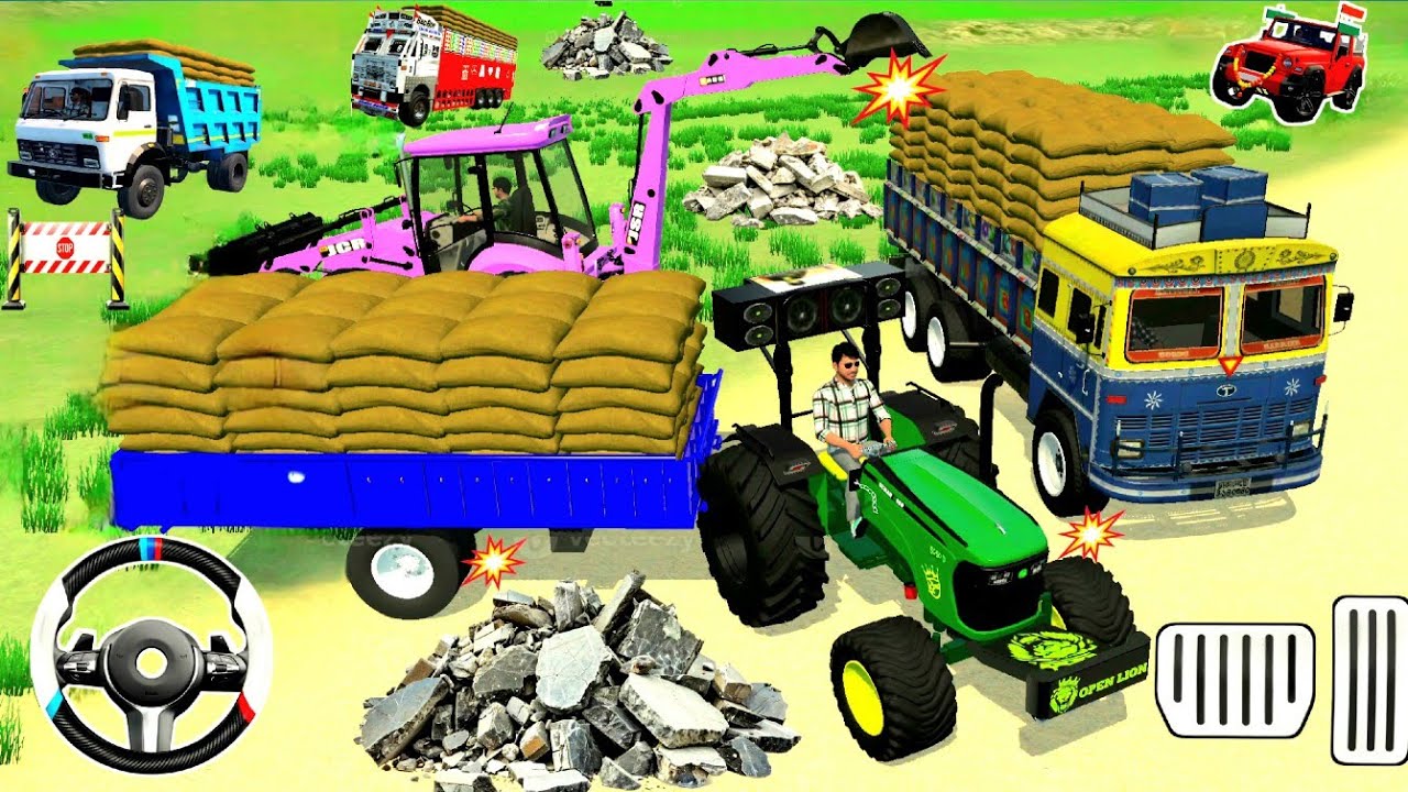 😍Drive JCB And Unloading Stone From Dumper Truck In Game🏗💥#dumper #tractor #jcb #truck #gameplay