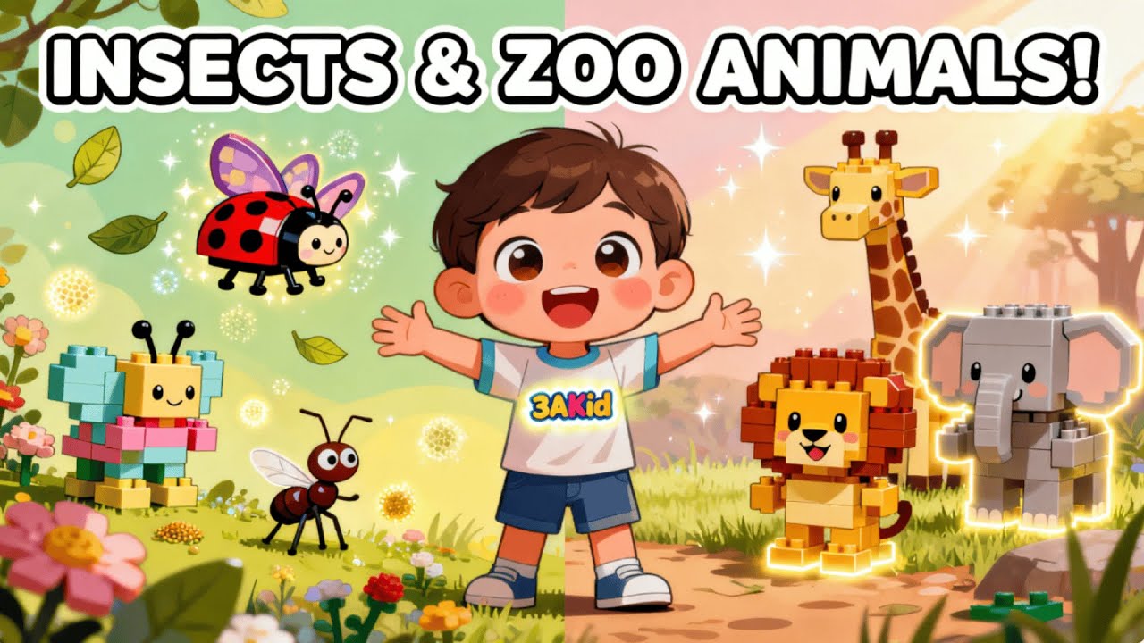 Insects & Zoo Animals for Kids  Learn Animal Names & Sounds in English  3ALegoKids