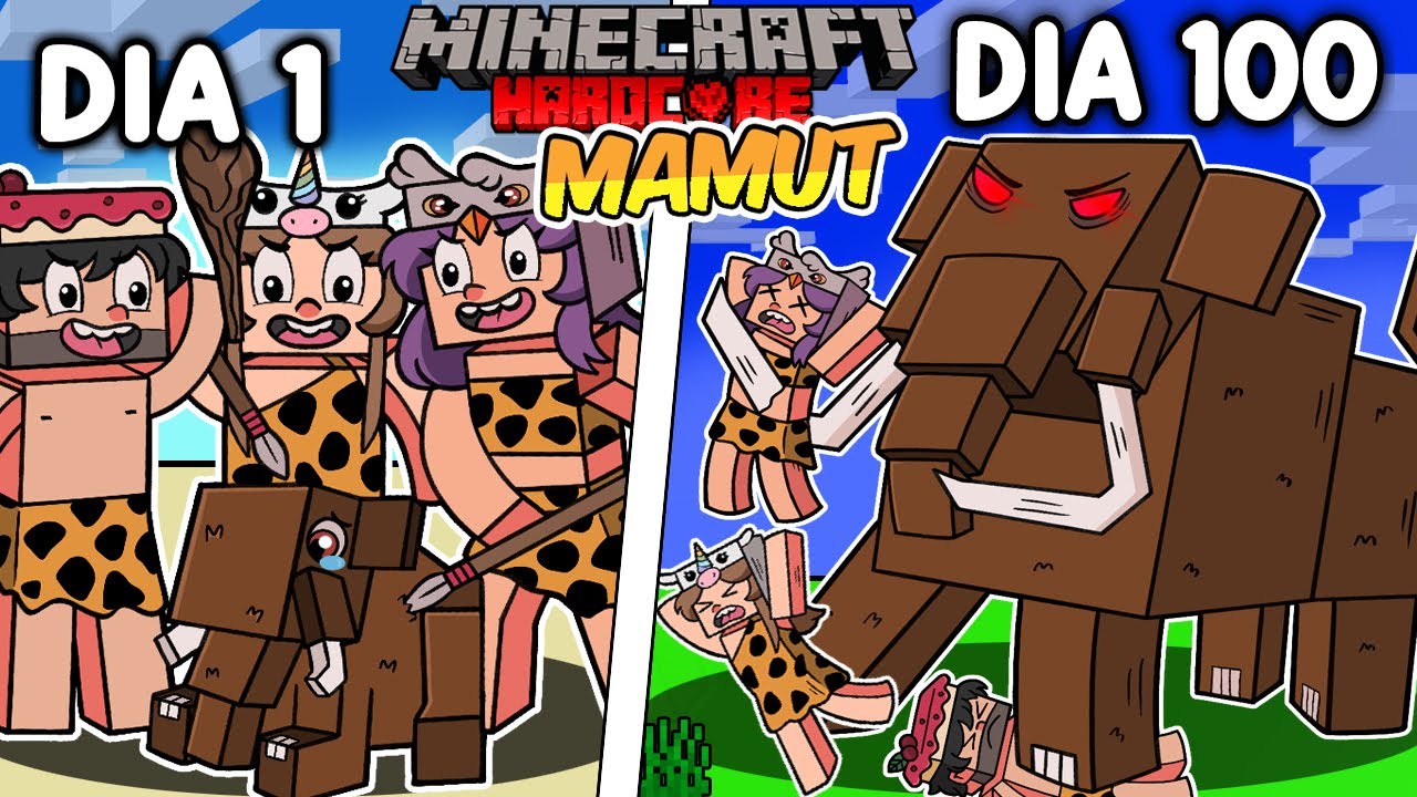 🦣Sobreviví 100 DÍAS Siendo un MAMUT en Minecraft HARDCORE!