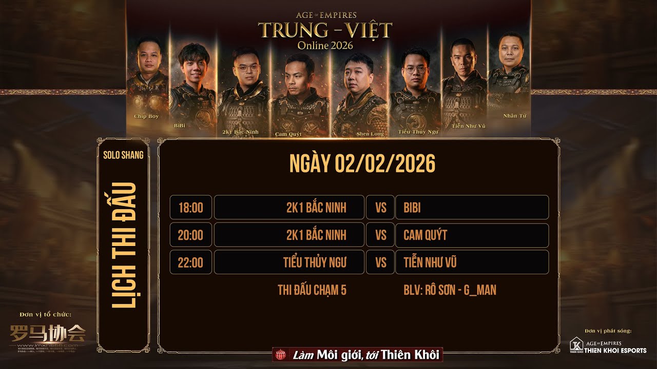 Trực tiếp | AOE Trung - Việt Online 2026 | Solo Shang | BLV: G_Man | Ngày 02/02/2026