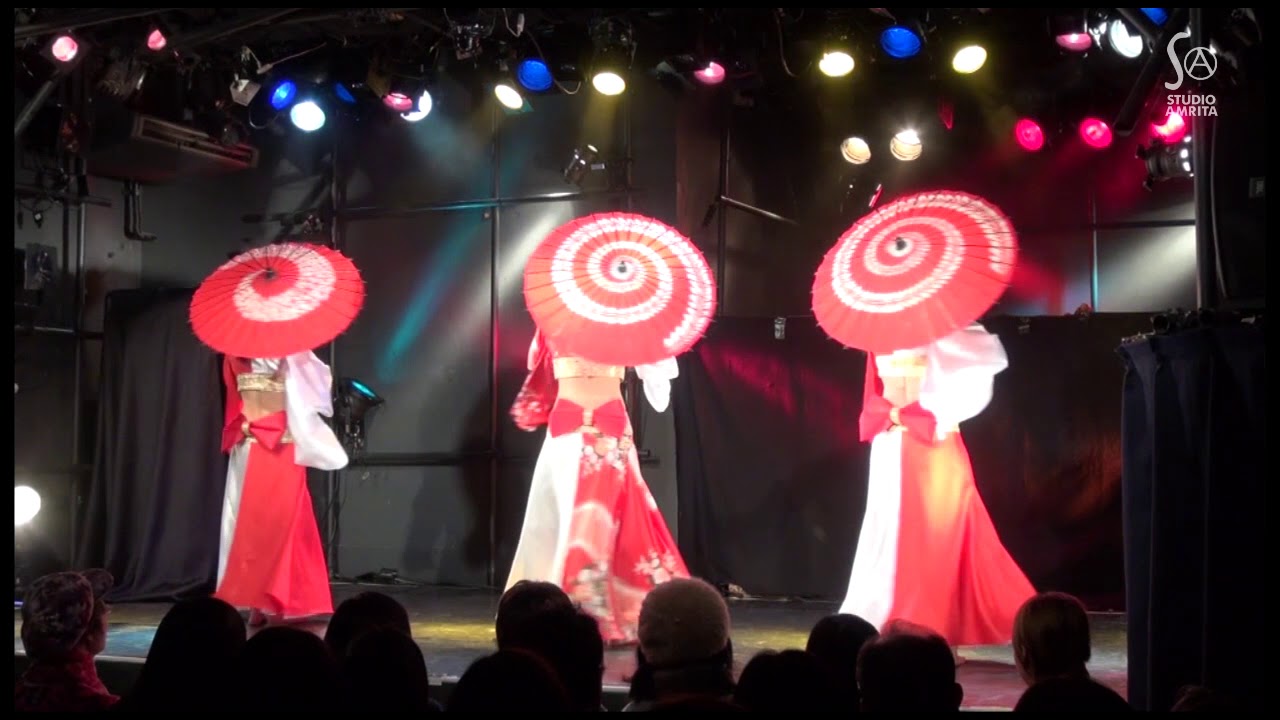 ベリーダンス・ジャパニーズ・フュージョン Bellydance Japanese Fusion,  ファンベール、和傘、狐のお面、着物衣装