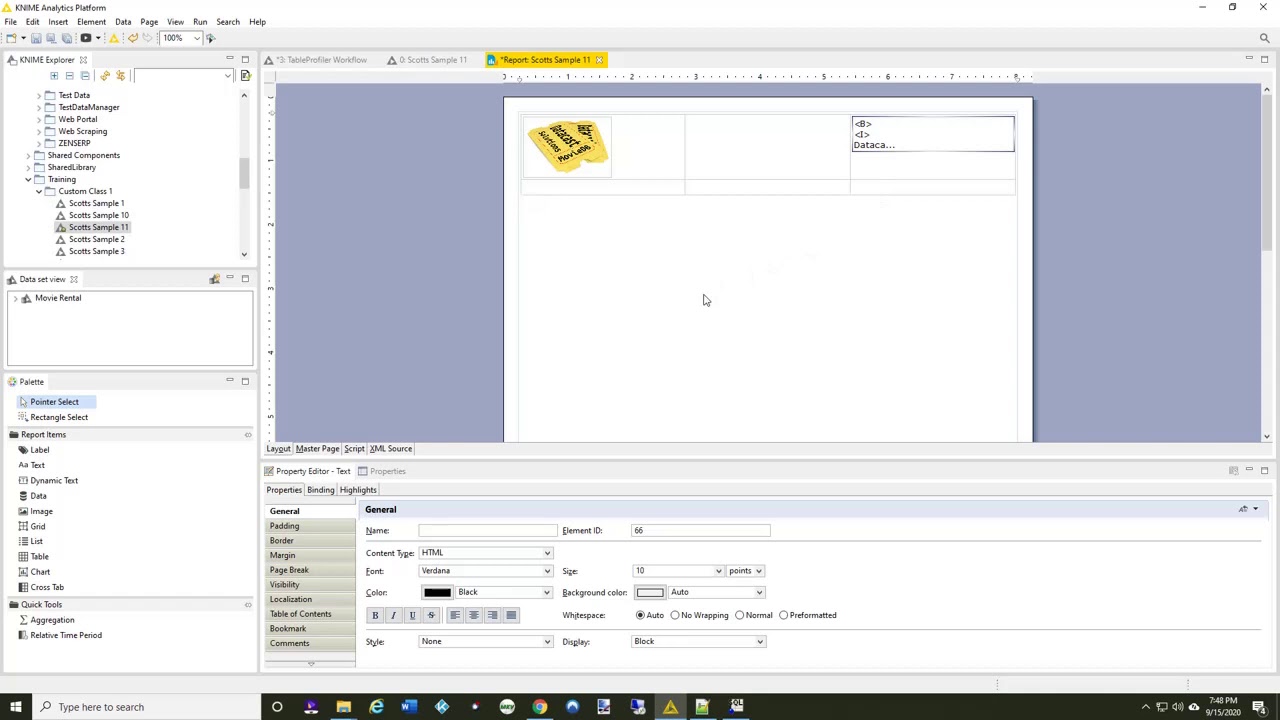 KNIME Introduction Part 18   Report Writer