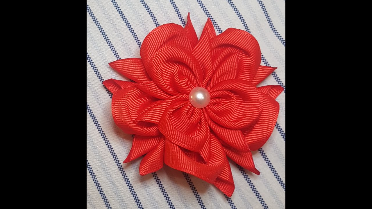 Como hacer una Diadema con flor kanzashi / DIY Rose Headband / grossgrain / kanzashi flower