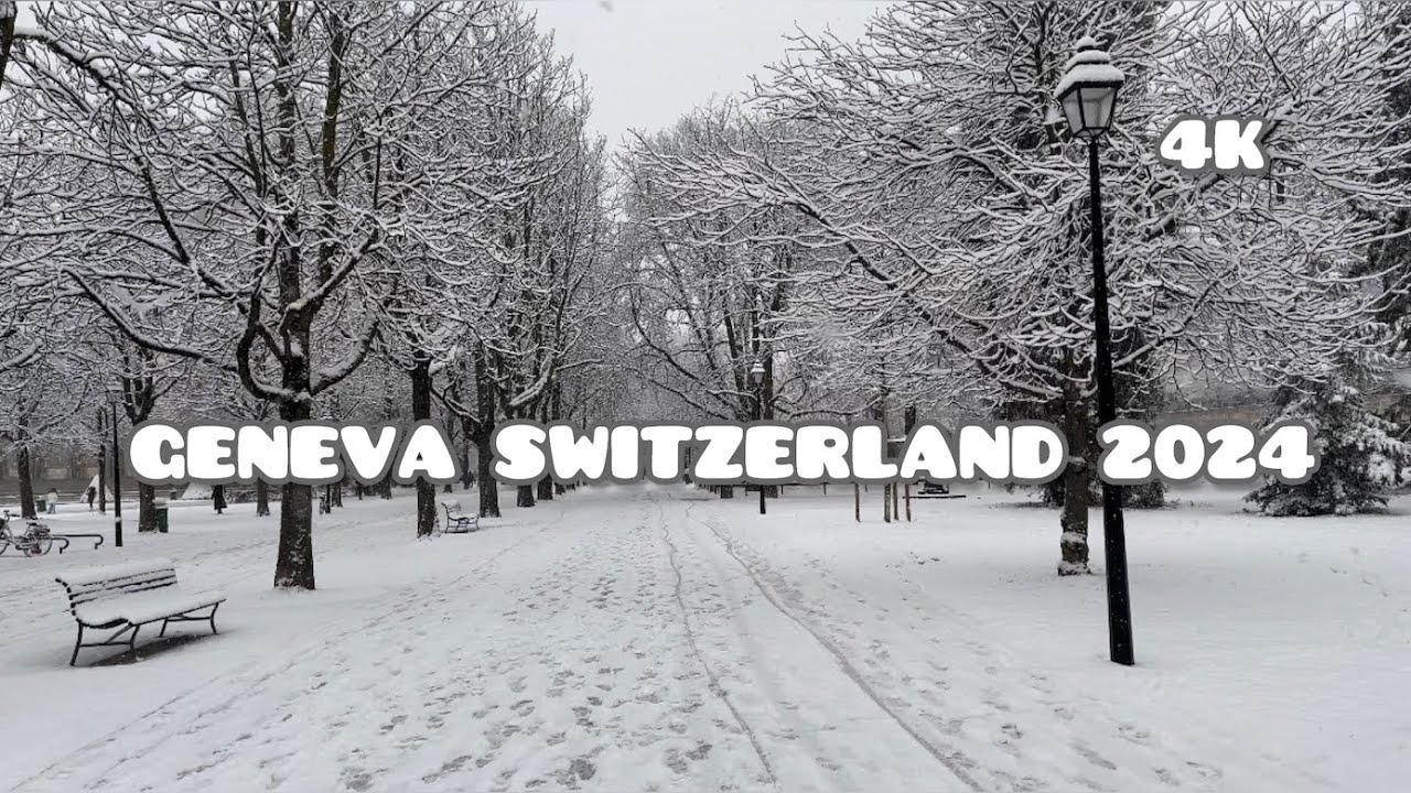 🇨🇭Visit Geneva Switzerland 2024 in winter. Snow walk.Walking Tour. 4K #walkingtour #4k