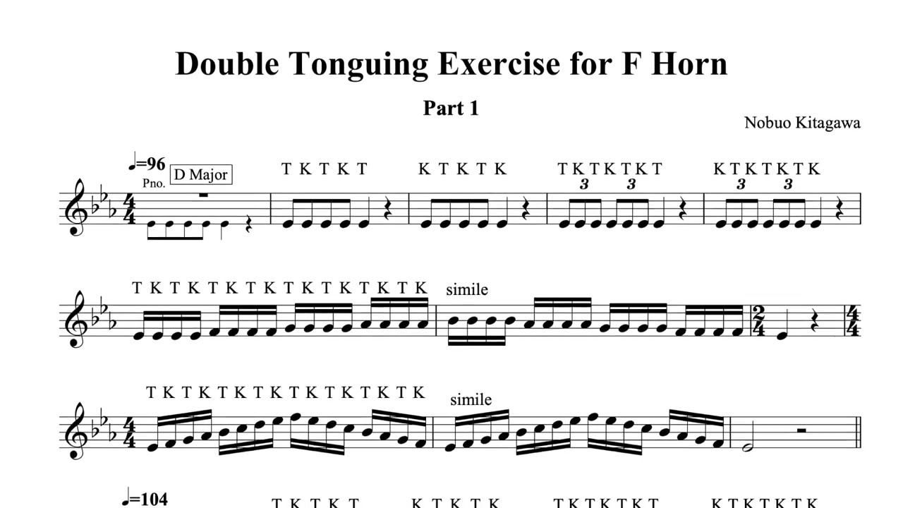 Double Tonguing Exercise For Horn-Part 1　ホルンの為のダブルタンギング練習曲 Part 1