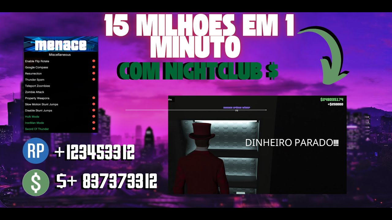 MOD MENU GTA ONLINE │DINHEIRO│LEVEL│PÓS BATTLEYE│ - MENACE MENU