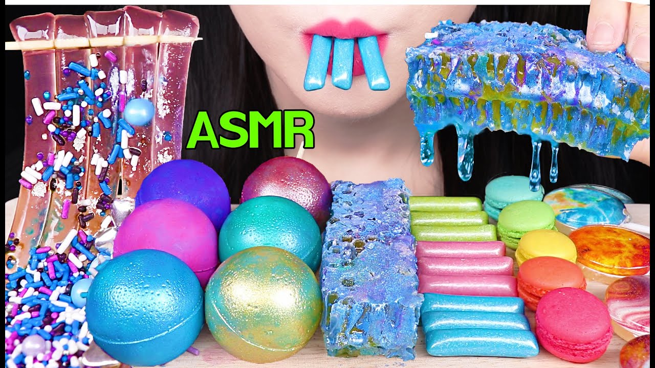 ASMR UNIVERSE JELLY, HONEYCOMB, JELLY NOODLES, CANDY 우주 젤리, 벌집꿀, 젤리 국수, 유니버스 캔디 먹방 EATING SOUNDS