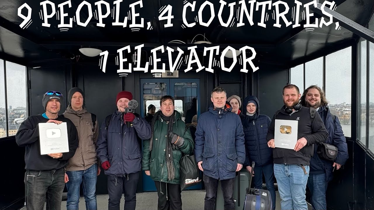 9 People, 4 Countries, 1 Elevator. 9 Elevator Enthusiasts ride the Katarinahissen in Stockholm.