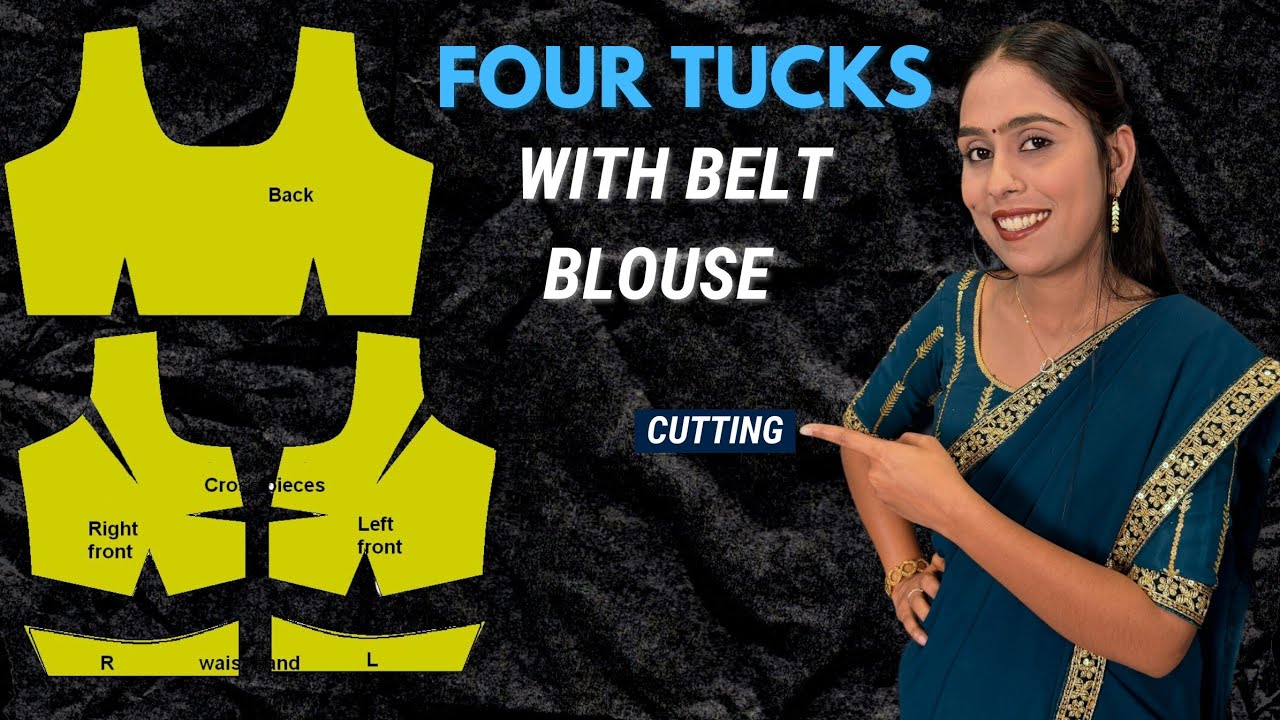 4 Tucks with Belt Blouse Cutting /तीरे वाले ब्लाउज की कटिंग कैसे करें