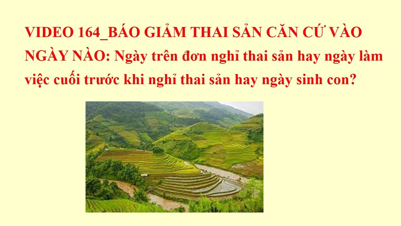 VD164_GIẢM THAI SẢN CĂN CỨ VÀO NGÀY NÀO:(1)Ngày trên đơn/(2)ngày trước khi nghỉ /(3)ngày sinh con?