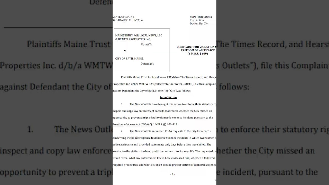 Почему телеканал в штате Мэн подал в суд на местное полицейское управление