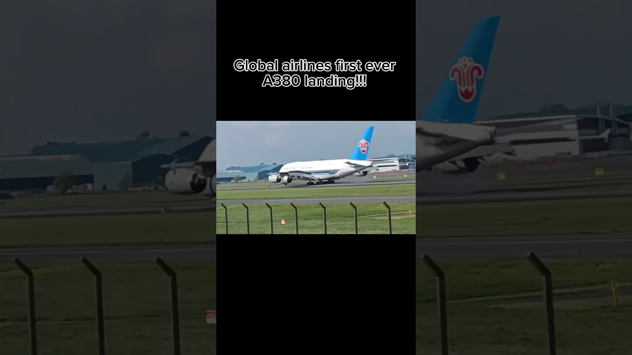 Global airlines first ever A380 landing!! #aviation #history #airlines #a380