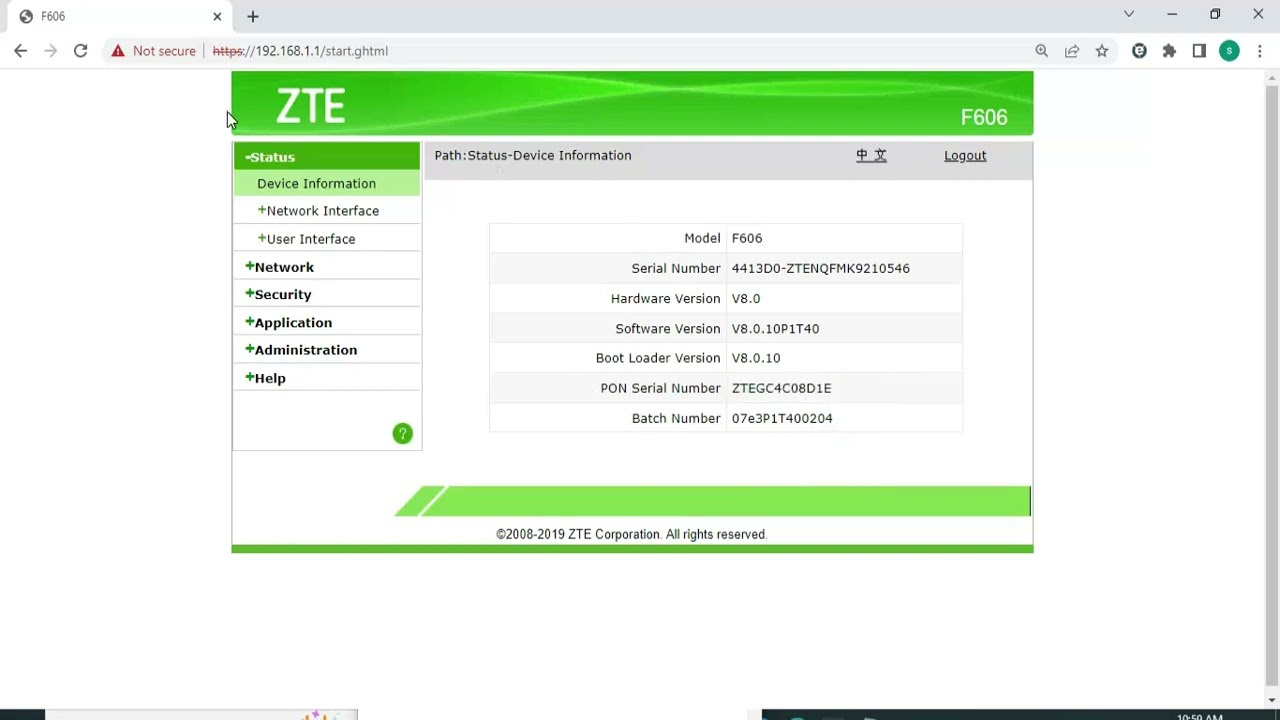 Port Forwarding ZTE-F606 | ZTE Router forwarding dvr