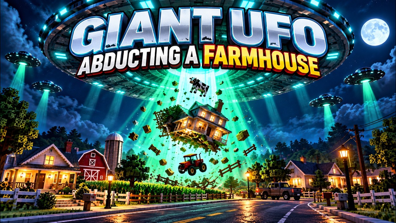 GIANT UFO Abducts an Entire Farm in Minecraft! 🛸