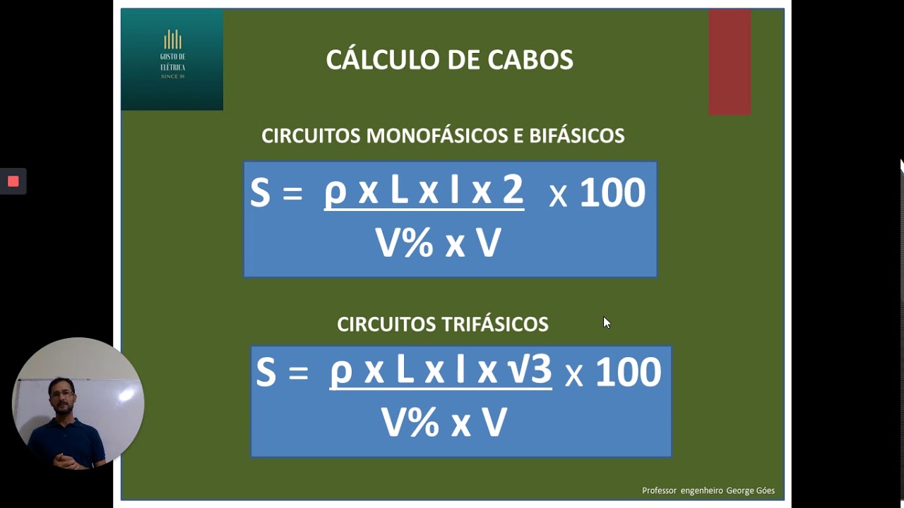 Cálculo cabos   Queda de tensão