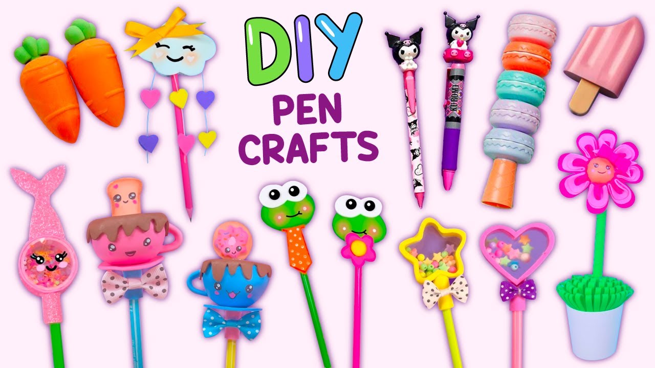 12 DIY CUTE PEN CRAFTS - DIY SCHOOL HACK IDEAS PENCIL DECORATIONS