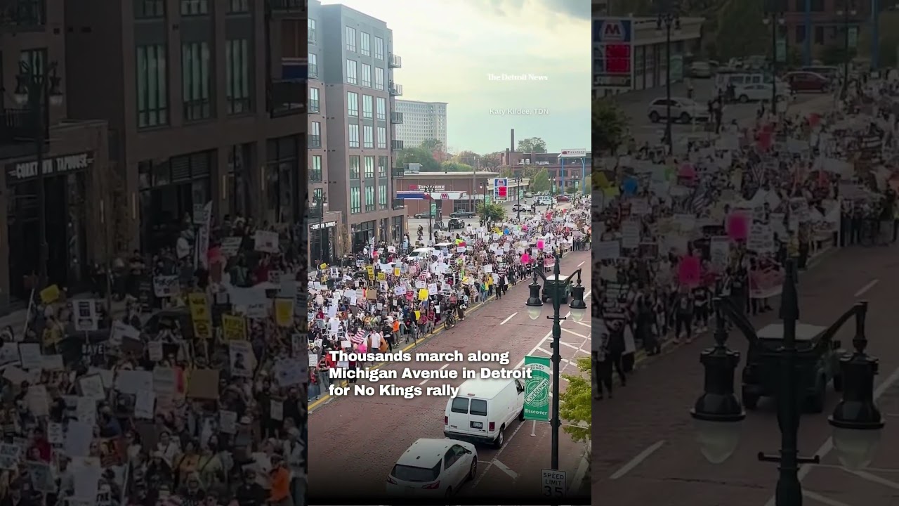 Thousands march in Detroit for No Kings protest and rally