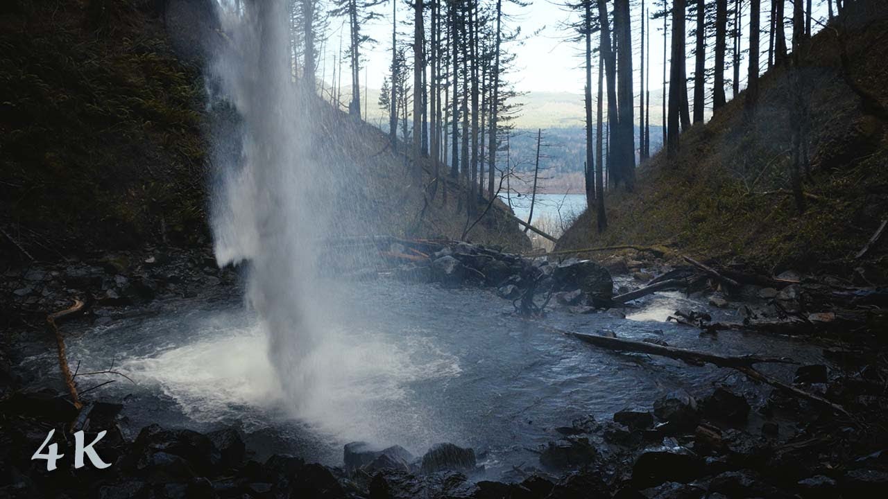 Horsetail Falls Windy Winter Hike | Relaxing Ambient Nature Sounds, 4K