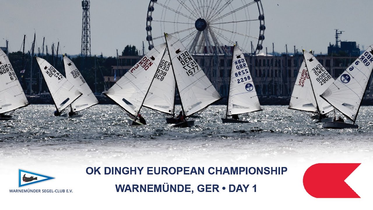 Highlights from Day 1 of the 2025 OK Dinghy European Championship in Warnemunde