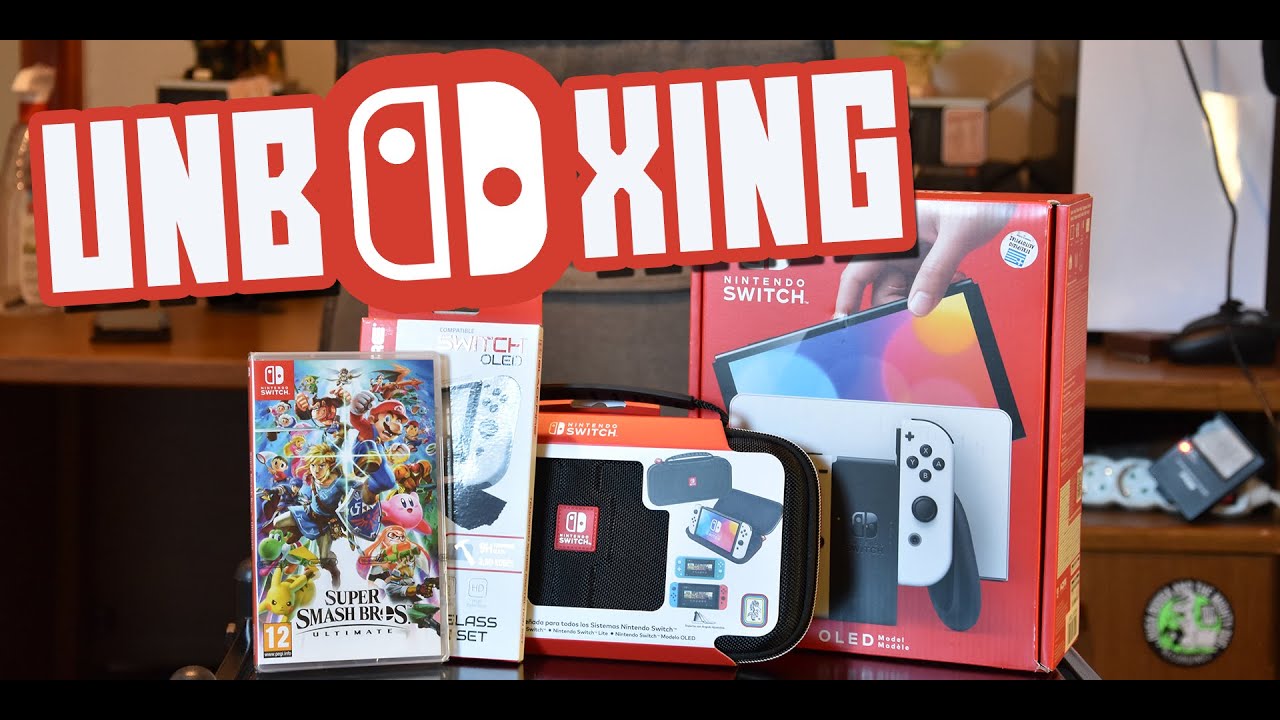 Nintendo Switch OLED unboxing με αξεσουάρ + Super Smash Bros Ultimate