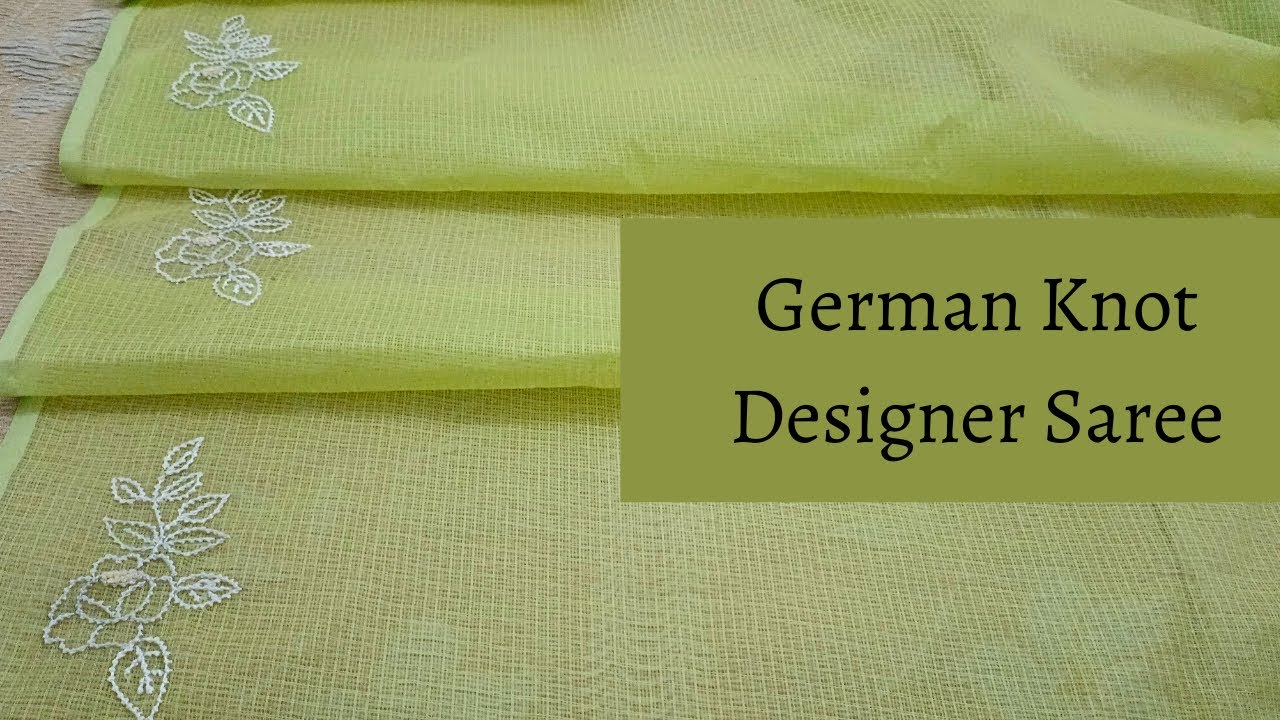 German knot designer saree for beginners | Double knot border design on kota saree